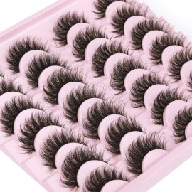 False Eyelashes Natural Look Faux Mink Lashes 12mm Short Wispy Lashes 5D Volume Strip Eye Lashes Pack by Kiromiro