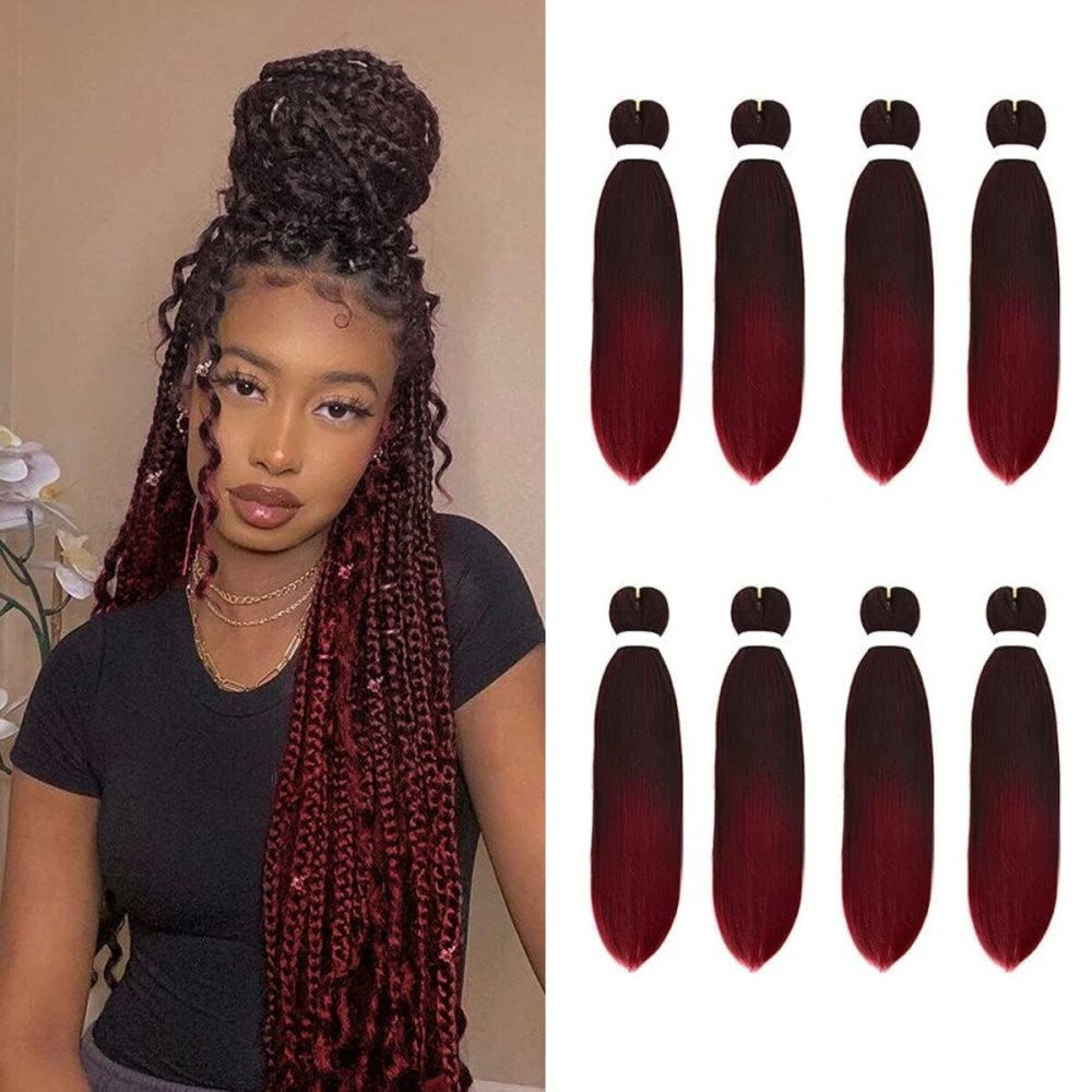 8 Pack 16 55G/Pack Pre Stretched Braiding Hair Extensions 1Bbug