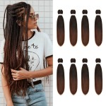 8 Pack Ombre Braiding Hair Pre Stretched - 16 55G/Pack Premium Pre Stretched Braiding Hair Extensions, Professional Itch Free Hot Water Setting Perm Yaki Texture Prestretched Hair(1B30)
