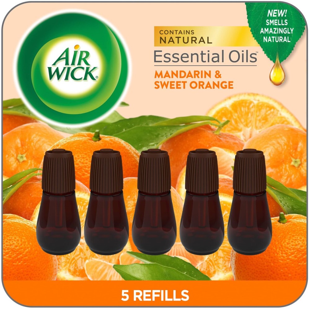 Air Wick Essential Mist Refill, 5 ct, Mandarin & Sweet Orange, Essential Oils Diffuser, Air Freshener