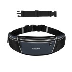 ANBEKO Running belt for Men Women with Extender, Large Capacity Runner Waist Pack with 4 Pockets,Hiking Travel Camp Running Workout Belt Bag,Easy Carry Large Phones, grey