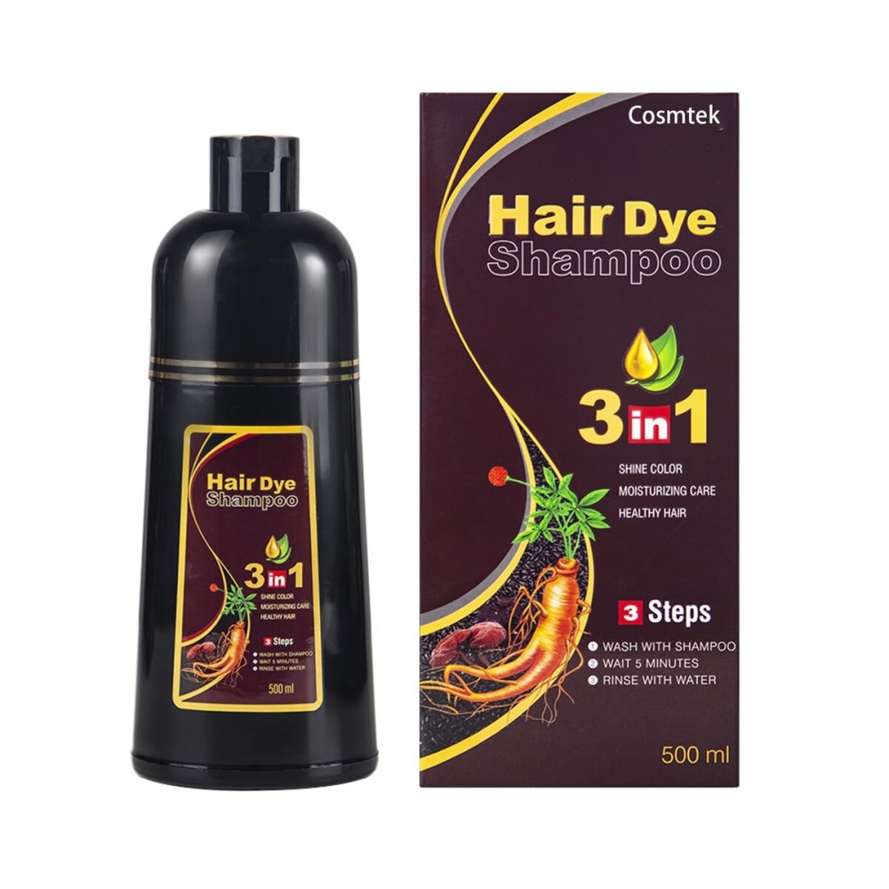 COSMTEK Instant Hair Color Shampoo Chestnut Brown Hair Dye Shampoo for Women & Men 3 in 1- Herbal Ingredients Coloring Shampoo in Minutes 500ML