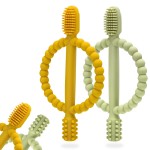 Baby Teething Toys with Easy-Hold Handle, Silicone Infant Toothbrush, Textured On Both Sides Helps Massage, Soothe Sore Gums, Teething Toys for Babies 0-6 Months, 6-12 Months