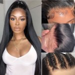 bunGiol 28Inch Lace Front Wigs Human Hair 180% Density 13x4 HD Transparent Straight Lace Front Wigs Human Hair Pre Plucked Brazilian Virgin Hair Lace Frontal Wigs For Black Women
