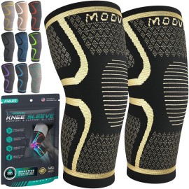 Modvel Compression Knee Brace for Women & Men, 2-Pack Knee Brace for Running Knee Pain, Knee Support Compression Sleeve, Workout Sports Knee Braces for Meniscus Tear, ACL & Arthritis Pain Relief