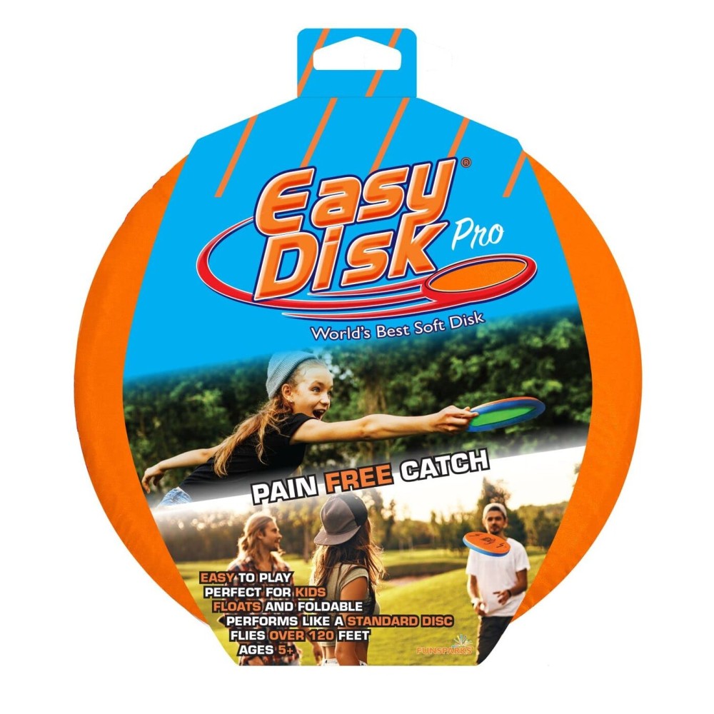 Funsparks Easy Disk Pro Orange Large - Soft Catch Flying Disc - Indoors or Outdoors Games for Kids, Toddlers or Beginner Ultimate Flying Disc - Improves Hand Eye Coordination and Focus
