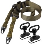 REERON Two Point Traditional Rifle Sling with 2 Pack 1.25 QD Swivel Mounts for Mlock - Adjustable Extra Long 2 Point Traditional Sling
