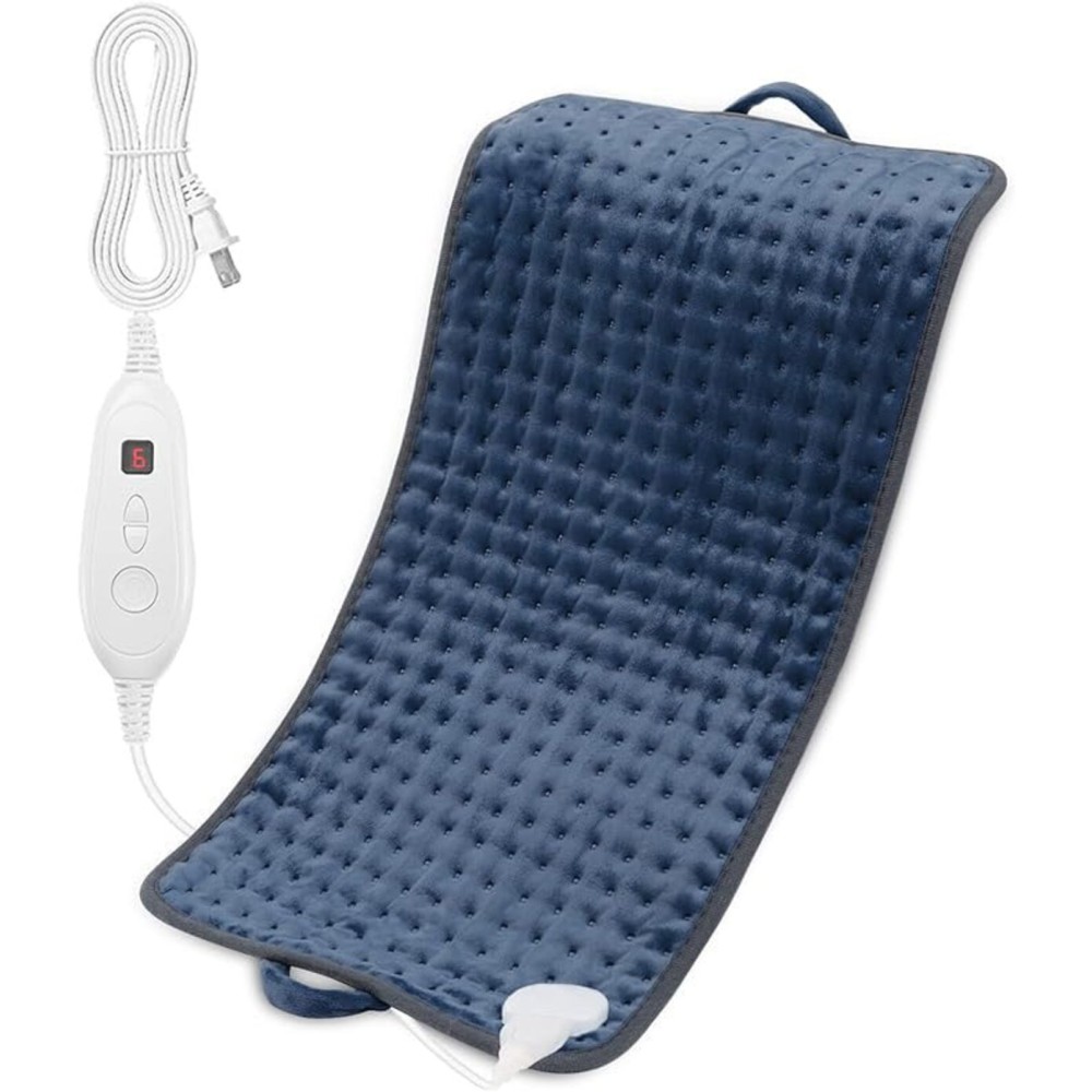 DAILYLIFE Heating Pad, 12x24 Electric Heating Pads with Handles, Multi Purpose Heating Wrap for Neck, Shoulders, Back Pain Relief and Sore Muscles, 6 Heat Settings, Deep Blue