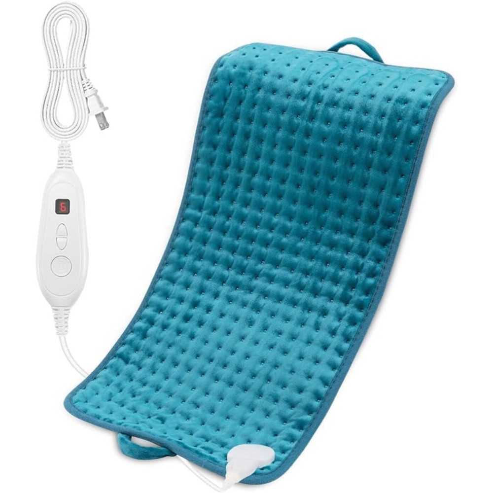 DAILYLIFE Heating Pad, 12x24 Electric Heating Pads with Handles, Multi Purpose Heating Wrap for Neck, Shoulders, Back Pain Relief and Sore Muscles, 6 Heat Settings, Blue