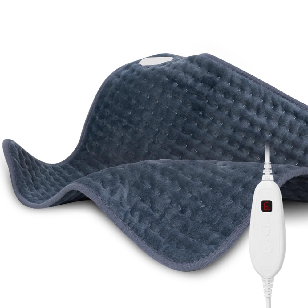 DAILYLIFE Heating Pad for Back Pain Relief, 20 x 24 Electric Heating Pads for Cramps, Back, Shoulder and Neck with 6 Heat Settings, Fast-Heating Technology, Auto Shut Off, UL Certificated, Deep Blue