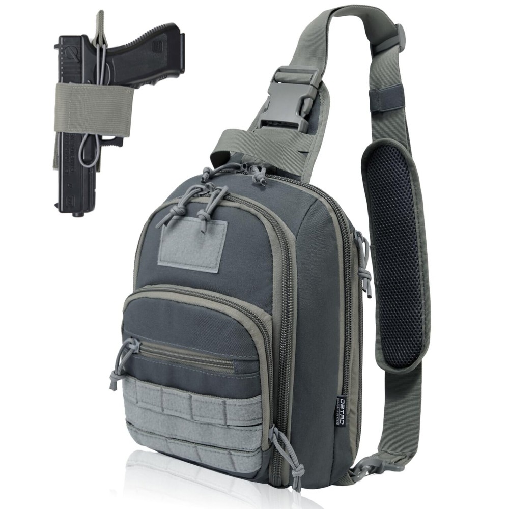 DBTAC Tactical Personal Defense Bags & Packs | 8L Tactical Bag Shoulder Chest Pack with Sling for Concealed Carry, Range, Travel, Hiking, Outdoor Sports (Arsenic Gray)