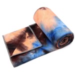 Eunzel Yoga Towel,Hot Yoga Mat Towel with Grip Dots Sweat Absorbent Non-Slip for Hot Yoga, Pilates and Workout 24 x72, Blue & Brown