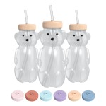 The 730 Project Honey Bear Straw Cup for Babies, 8-oz Honey Bear Cup with Lid, 3-Pack Therapy Learning Honeybear Straw, Baby Bottle Set, Creamsicle PEACH