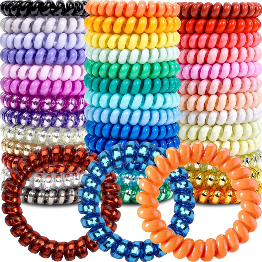 JOYOYO Spiral Hair Ties 40 Pack No Crease Multi Color Phone Cord Hair Coils Elastic Hair Accessories for Women Girls