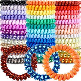 JOYOYO Spiral Hair Ties 40 Pack No Crease Multi Color Phone Cord Hair Coils Elastic Hair Accessories for Women Girls
