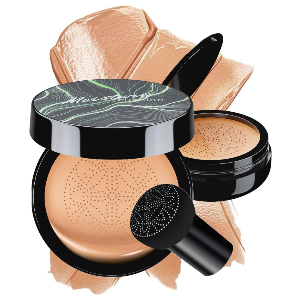 Mushroom Head Air Cushion CC Cream - BB Cream Face Makeup Foundation for Mature Skin Moisturizing Concealer Brighten Long-Lasting, Even Skin Tone for All Skin Types, Medium Deep