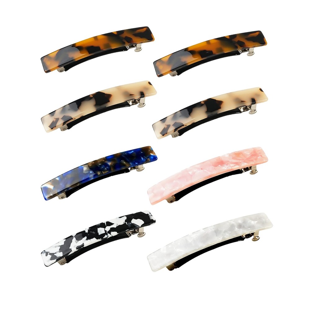 Hair Barrettes for Women, 8 Pcs Barrettes for Fine Thin Thick Hair, 3 Inch Acetate Small Clips Barrette No Slip, French Tortoise Shell Womens Girls Accessories