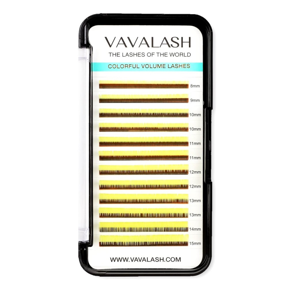 VAVALASH Colored Individual Lash Extensions 0.07mm C Curl Yellow 13-20mm
