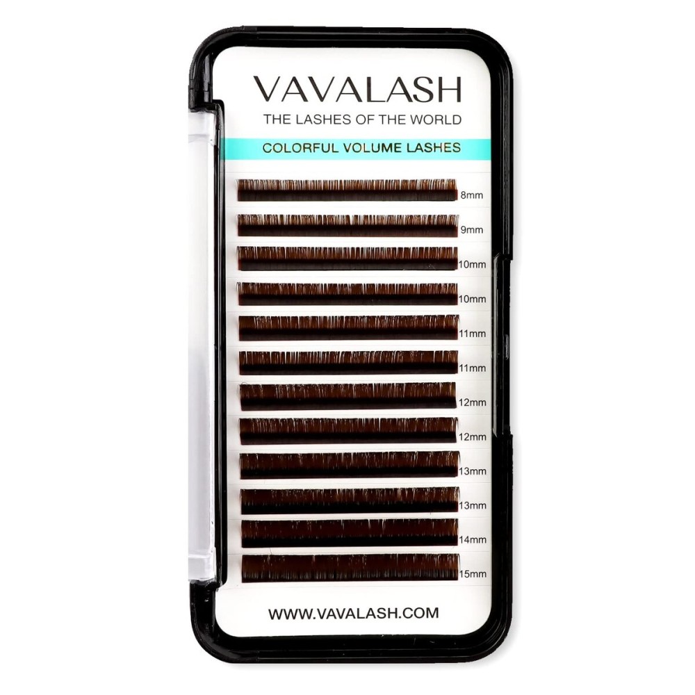 Colored Lash Extensions 0.07mm CC Curl Brown Individual Volume Lashes Extensions 8-15 Mix Length Color Eyelash Extensions for Salon (Brown 0.07-CC, 8-15mm)