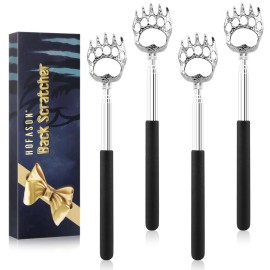 HOFASON 4 Pack Back Scratcher for Men Women, Fathers Day Dad Gifts for Dad/Husband/Grandpa, Christmas Stocking Stuffers for Men/Women/Adults, Novelty Idea Gifts Bear Claw Telescopic Back Scratcher