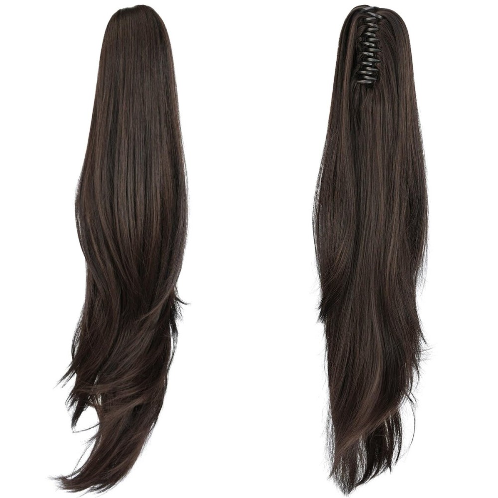ponytail extension,24 claw clip hair extensions ponytail Long straight Hair Extension Natural Looking Synthetic Hairpiece for Women Black brown
