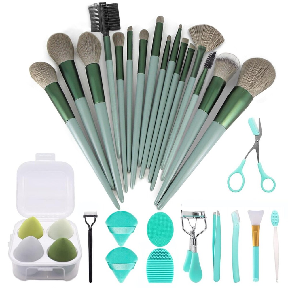 Koccido Makeup Brushes 30 Pcs Makeup Kit,Foundation Brush Eyeshadow Brush Make up Brushes Set (Green, 30 Piece Set)