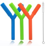 Hollow Teething Tubes Toys for Babies Girls Boys, 5 Pack Silicone Baby Teether Toy Tube for Infants with Nursing Biting Chewing, Chew Straws for Toddlers 6-12 Months (Style C)