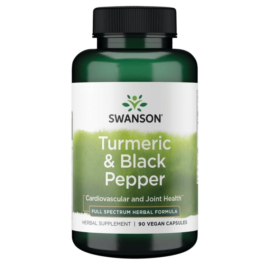 Swanson Premium- Turmeric \'&\' Black Pepper - Antioxidant, Digestion \'&\' Joint Support - 90 Veg Caps