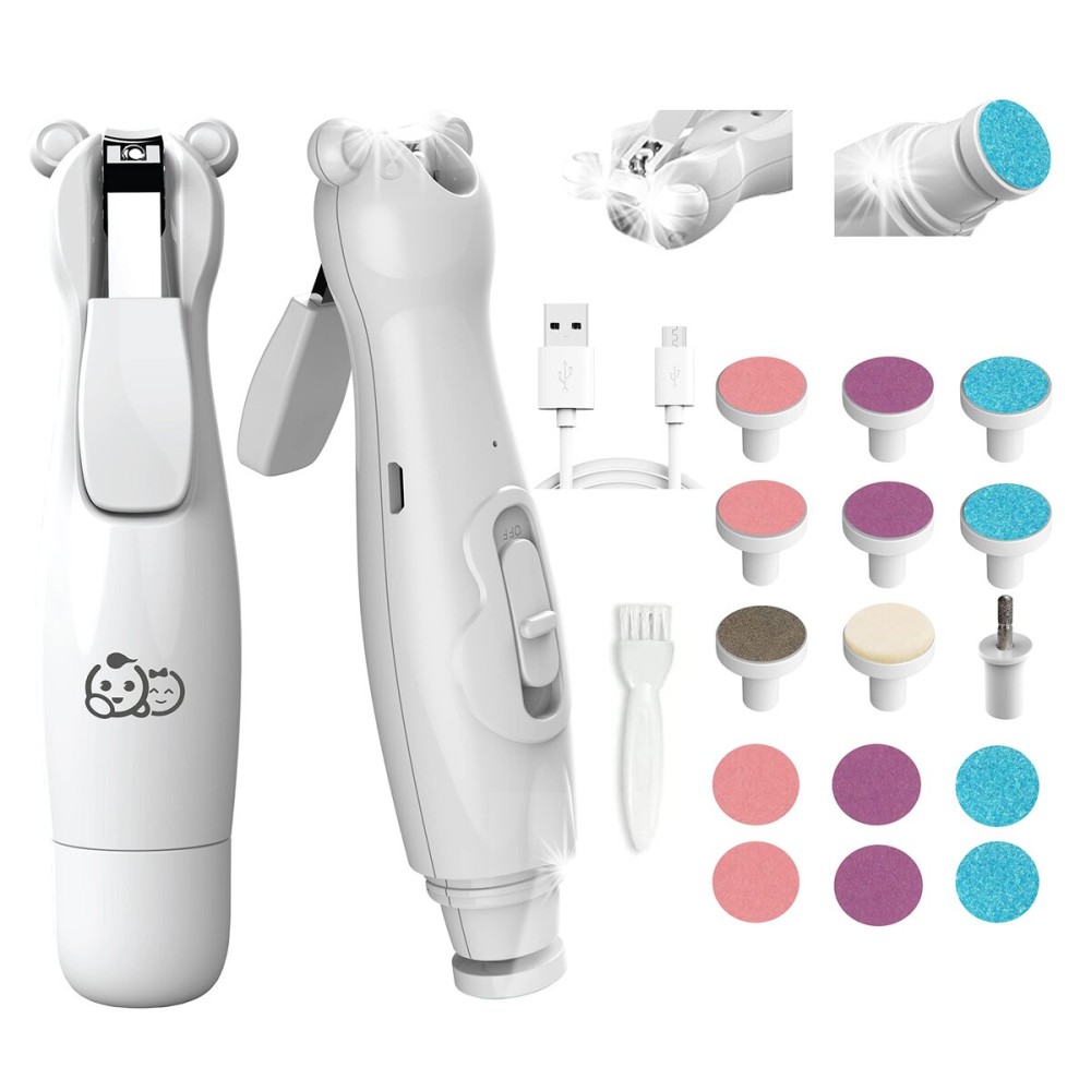 Royal Angels Rechargeable Baby Nail Clippers 20 in 1, Safe Electric Nail Trimmer, Baby Nail Kit, Additional Replacements, Newborn Toddler Toes and Fingernails, Trim and Polish (Rechargeable, Snow)