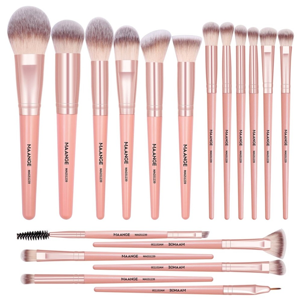 Makeup Brush Set, MAANGE 18 Pcs Premium Synthetic Makeup Brushes Set Soft Foundation Powder Eyeliner Eye Shadow Make up Brushes Professional (Pink)
