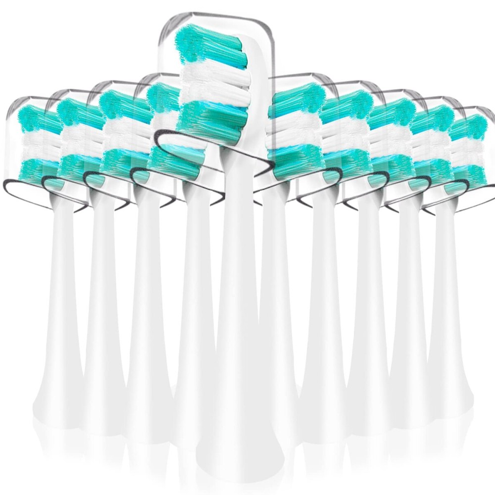 Replacement Toothbrush Heads Compatible with AquaSonic Black Series Vibe Series Electric Toothbrush, Curved Shape Design Planted with Nylon Bristle (White)