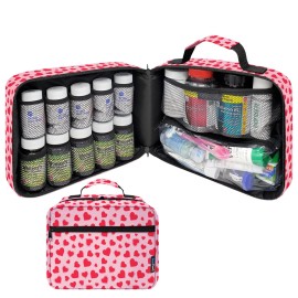 StarPlus2 Large Padded Pill Bottle Organizer, Medicine Bag, Case, Carrier for Medications, Vitamins, and Medical Supplies - Travel Medicine Organizer and Home Storage Med Bag - Hearts (Without Lock)