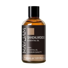 Sandalwood Essential Oil 1.01FL.OZ, MAYJAM Premium Aromatherapy Sandalwood Oil for Diffuser, Candle Making, Home Office Car Yoga Use, 30ML/Bottle
