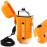 LcFun Arc Plasma Waterproof Lighter Electric Windproof Lighter USB Type C Rechargeable Flameless Cool Lighters with Flashlight for Camping, Survival,Outdoor Adventure, Tactical (Orange)