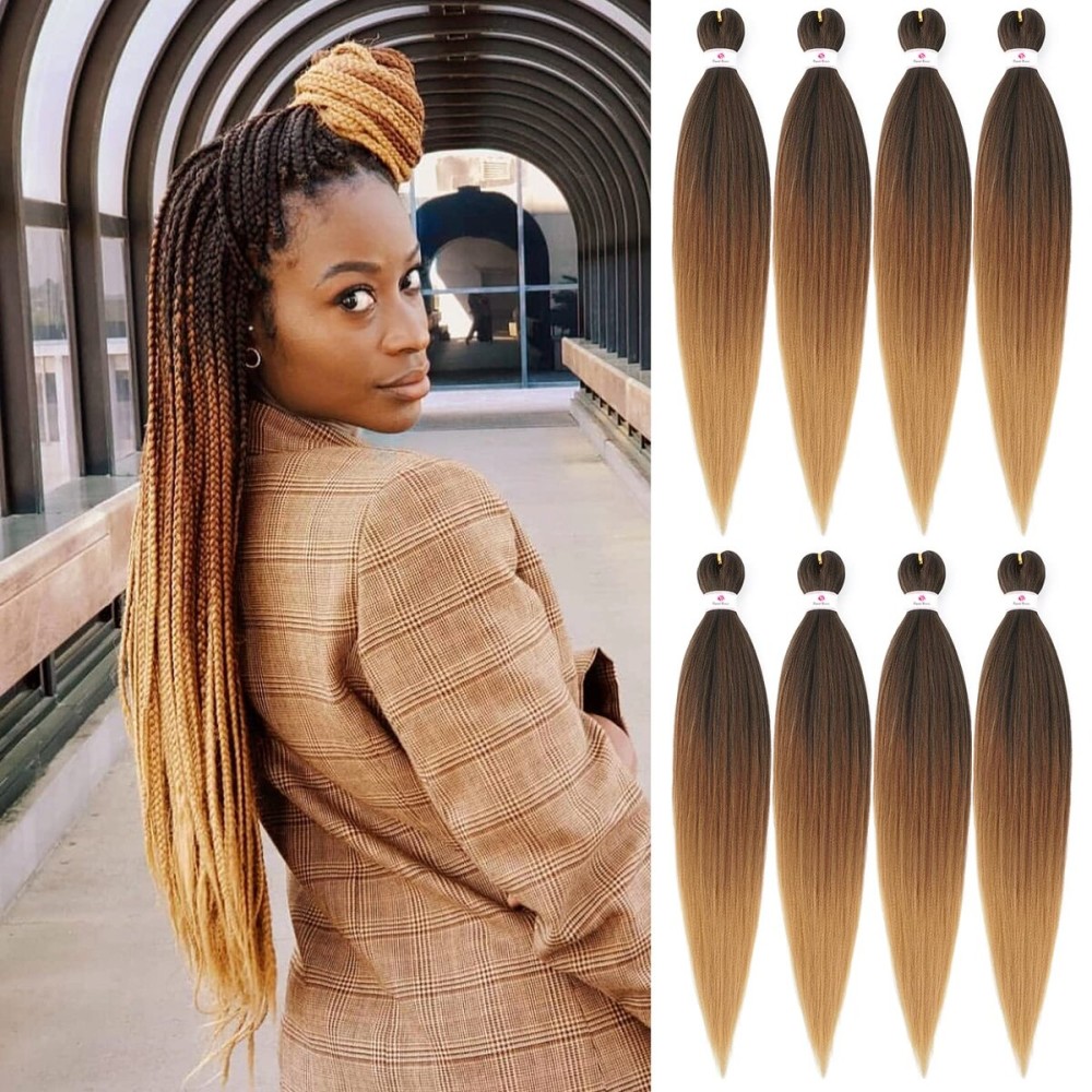 Beyond Beauty Braiding Hair pre stretched, Braids Synthetic Fiber Ombre Yaki Texture, Natural Easy Twist Braids Crochet Hair Hot Water Setting hair extensions