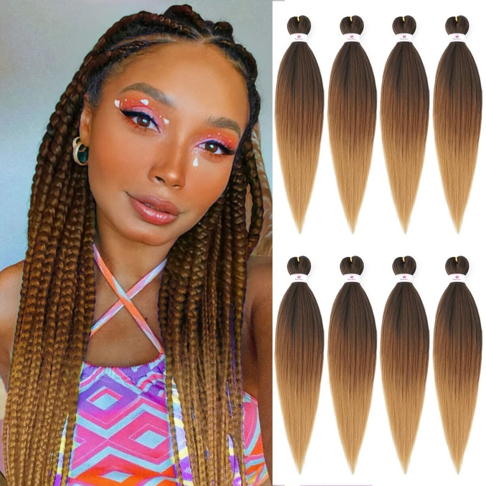 Beyond Beauty Braiding Hair pre stretched, Braids Synthetic Fiber Ombre Yaki Texture, Natural Easy Twist Braids Crochet Hair Hot Water Setting hair extensions