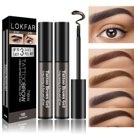 LSxia 2 Pcs Peel Off Tattoo Eyebrow Gel Set, Natural Color Eye-Brow Gel Long-Lasting Waterproof Eyebrow Tattoo, Easy Peel Off Eyebrow Tattoo Makeup -Up To 3 Days (Gray Brown)