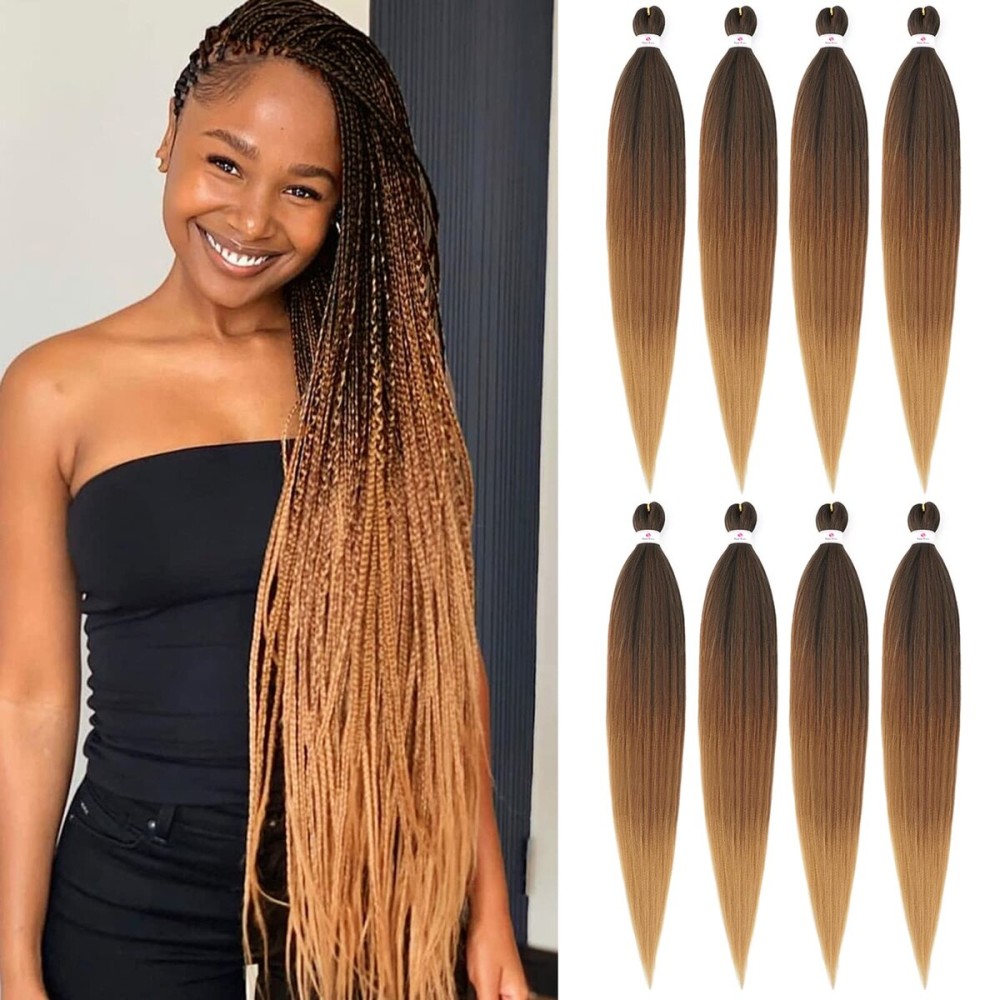 Beyond Beauty Braiding Hair pre stretched, Braids Synthetic Fiber Ombre Yaki Texture, Natural Easy Twist Braids Crochet Hair Hot Water Setting hair extensions