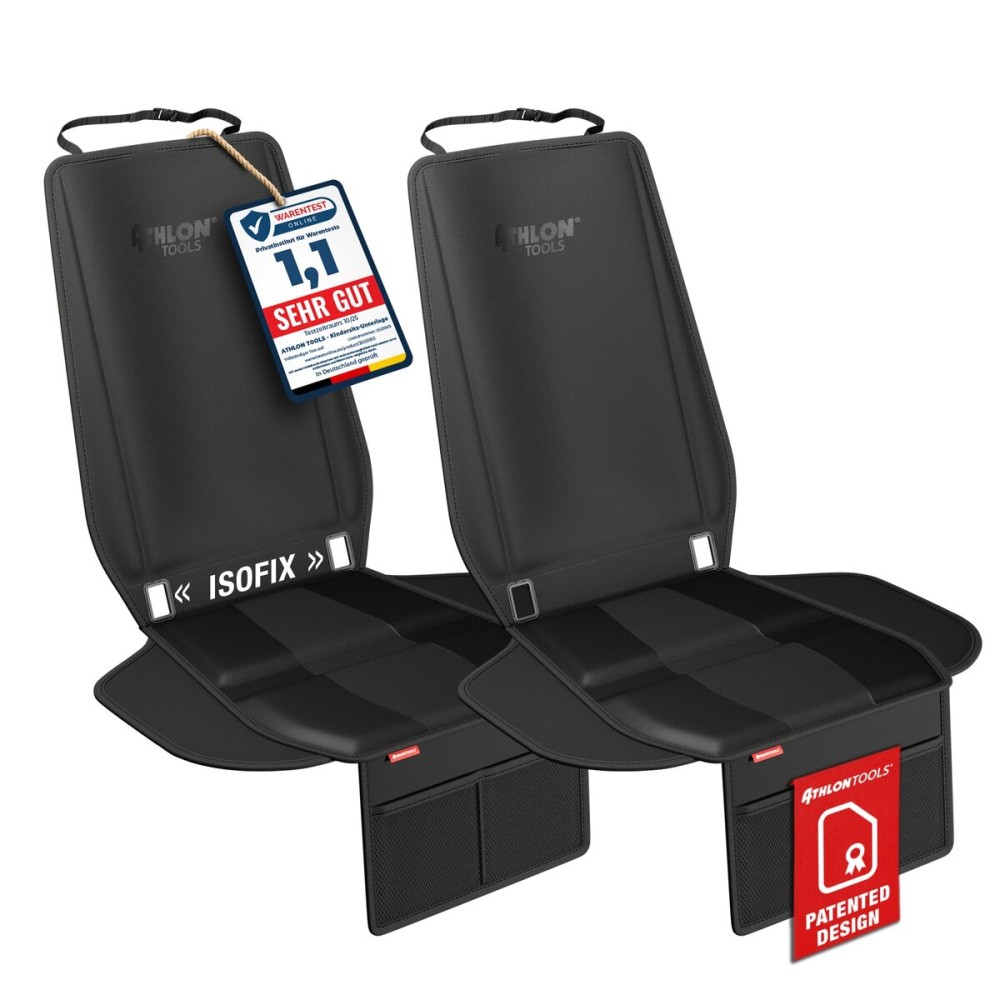 ATHLON TOOLS Child seat pad with Side Protection - Optimal fit - Isofix Compatible - Thickly Padded - for Child Seats, Infant Carriers and Booster Seats - Designed in Germany