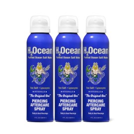 H2Ocean Piercing Aftercare Spray and Keloid Bump Removal- Sea Salt Spray for Body and Facial Piercings- Ear, Nose,Navel,Oral & Body Piercing Cleaner, Aftercare Solution for New Piercings-4oz,Pack of 3