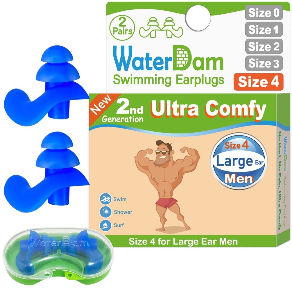 WaterDam Swimming Ear Plugs Great Waterproof Ultra Comfy Earplugs Prevent Swimmer\'s Ear