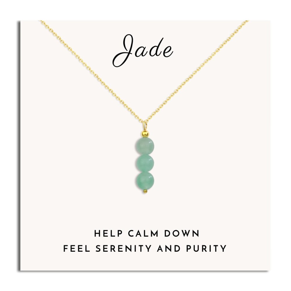 SmileBelle Jade Necklace for Women, Dainty Crystal Necklace With Jade Beads, Green Necklace Crystal Pendant Necklace as Birthday Gifts Ideas for Girls, Jewelry as Women Gifts as Thanksgiving Day Gifts