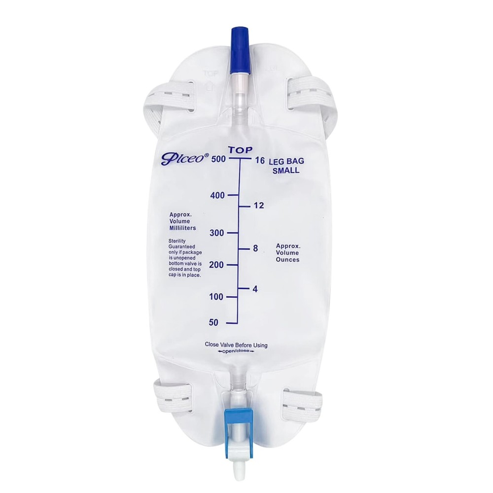 Easy-Tap Leg Bag Urinary Drainage Bag, 1000ml, Anti-Reflux Valve, Cloth Straps, Easy Flip Drain (Pack of 3) (600ml)