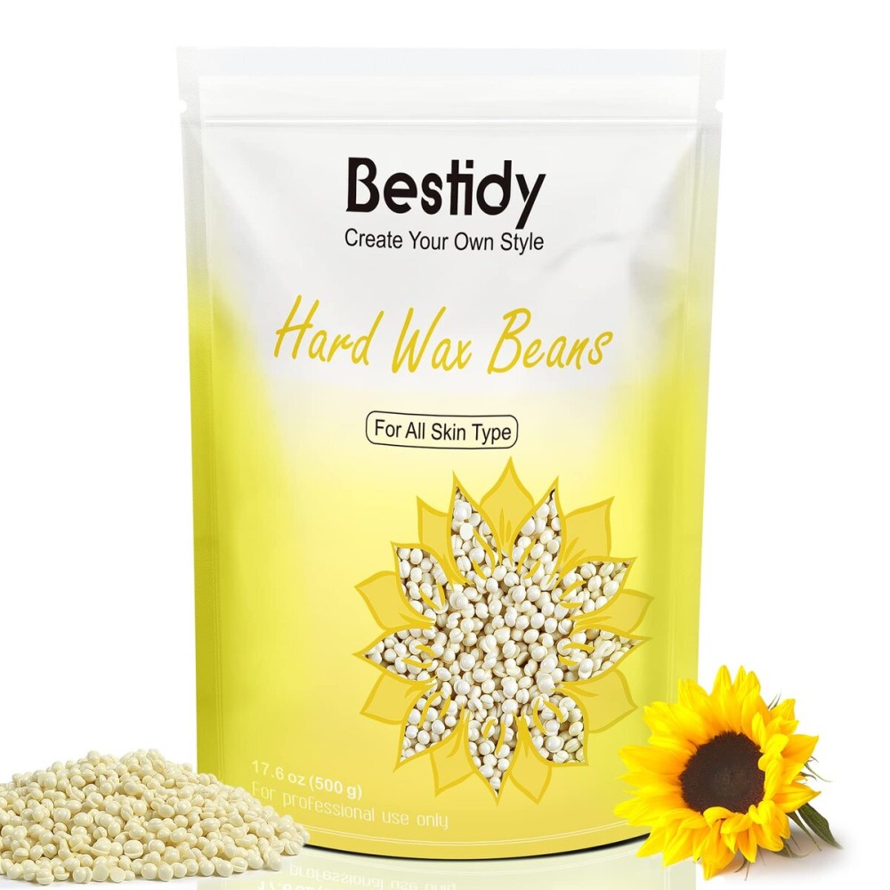 Bestidy Hard Wax Beads for Hair Removal, 1.2lb Waxing Beads for All Body and Brazilian Bikini Areas, White