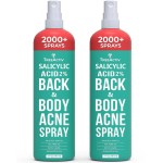 Salicylic Acid Back & Body Acne Spray, Back Acne Solution For Women And Men, Acne Body Spray with Tea Tree Oil, Fast-Drying Back Acne Spray, Fine Mist, Back Acne Spray, 4 fl oz, 2-pack