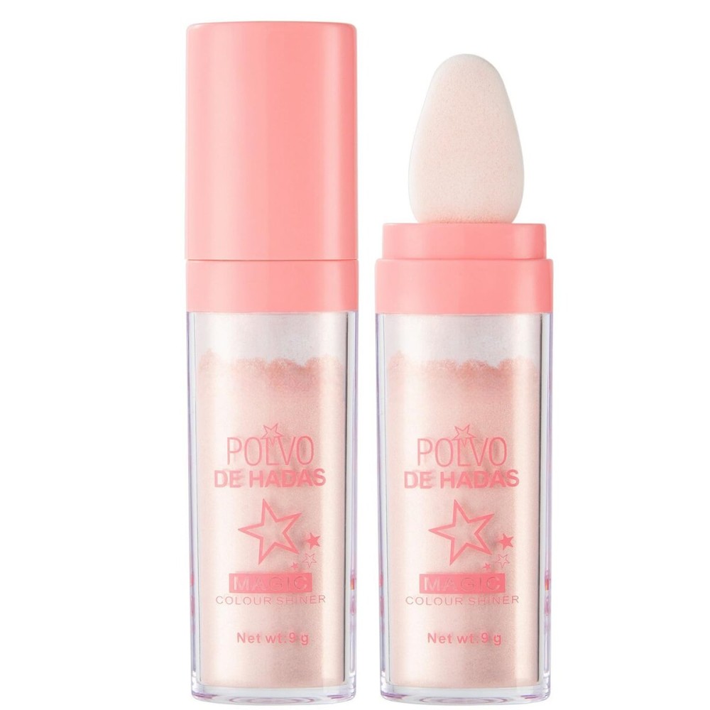 Polvo De Hadas Fairy Dust Highlight Patting Powder - Full Body Contouring and Clavicle Pearlescent Patting Powder for Face and Eye, Christmas Sparkling Body Glitter (02 Fairy Pink)