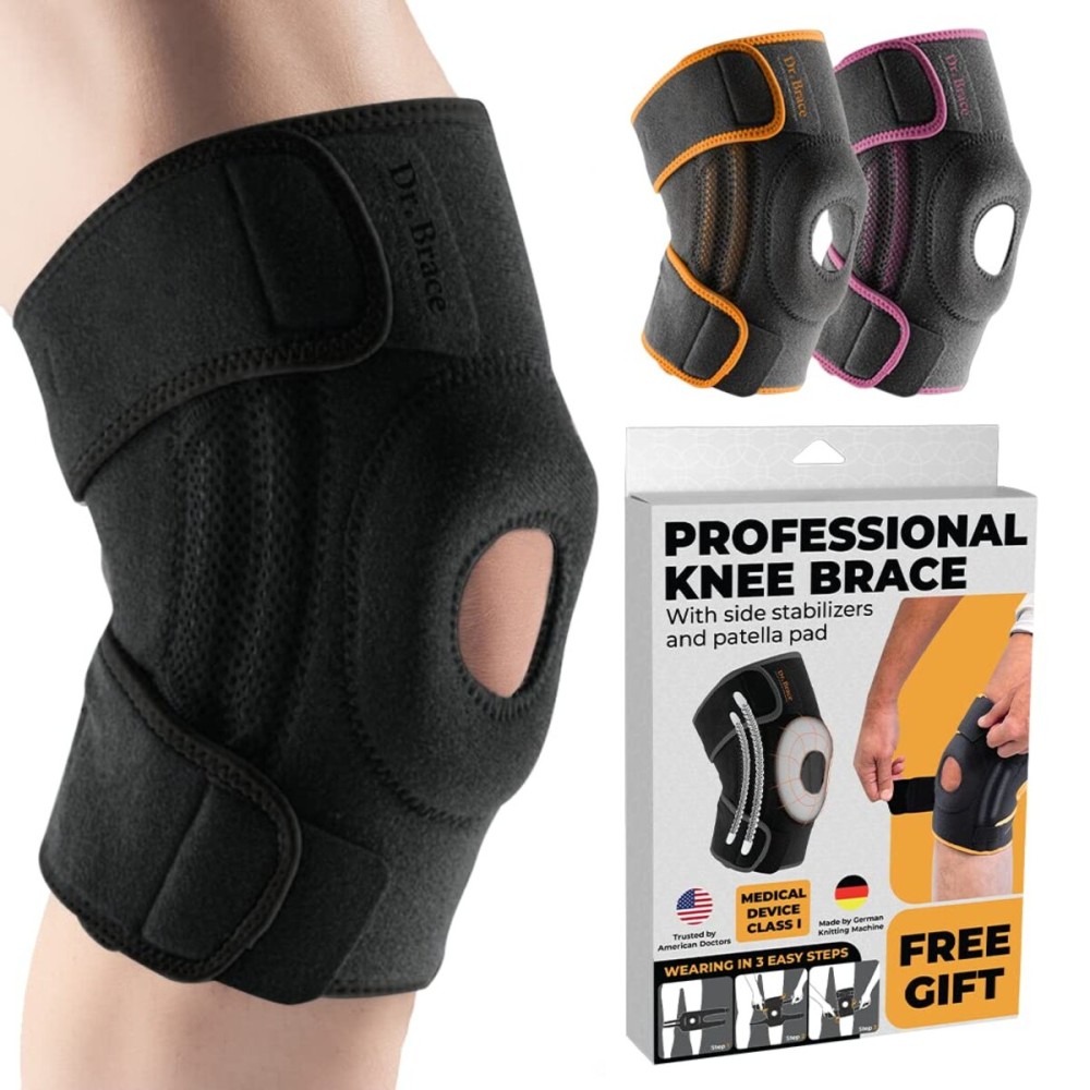 DR. BRACE ELITE Knee Brace with Side Stabilizers & Patella Gel Pads for Maximum Knee Pain Support and fast recovery for men and women-Please Check How To Size Video (Pluto, XX-Large)
