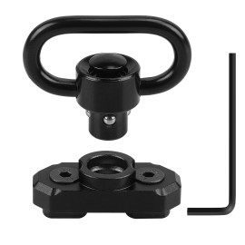 REERON 2 Point Sling & Mount - Adjustable Extra Long Two Point Traditional Rifle Sling with 2 Pack 1.25 QD Swivels Mounts for M-Rail (1 Pack 360 Rotation Mount)