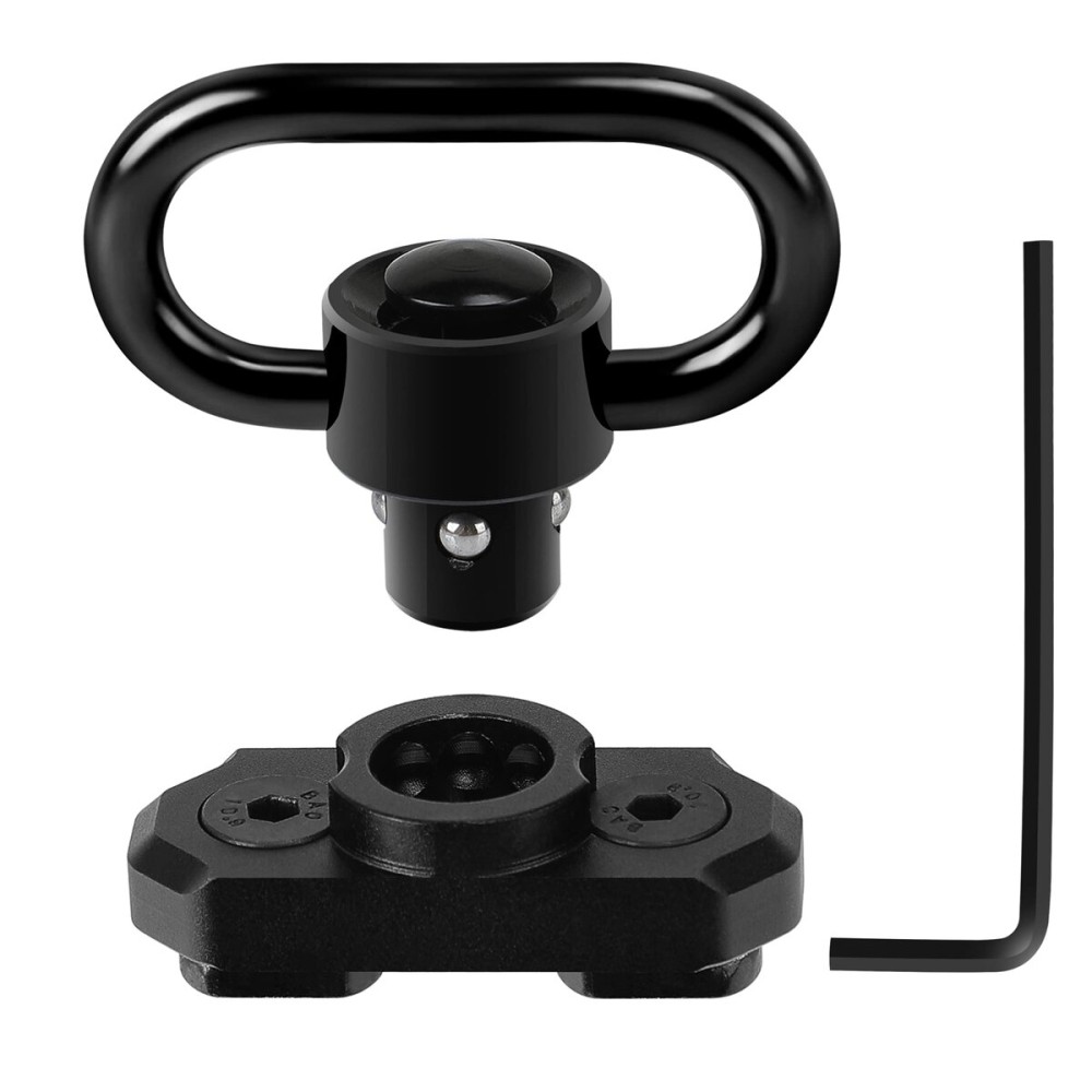 REERON 2 Point Sling & Mount - Adjustable Extra Long Two Point Traditional Rifle Sling with 2 Pack 1.25 QD Swivels Mounts for M-Rail (1 Pack 8 Point Fixed Mount)