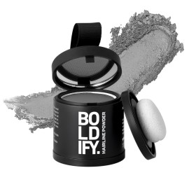 BOLDIFY Hairline Powder (LARGE, 10g) - Root Touch Up Hair Color for Gray Coverage - Bald Spot Concealing Hair Powder for Women & Men - 24-Hour Stain-Proof - Gray